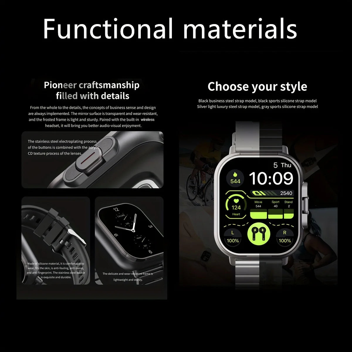 "2-in-1 Smartwatch with Built-in Bluetooth Earbuds, Fitness Tracker, Heart Rate & Call Function"