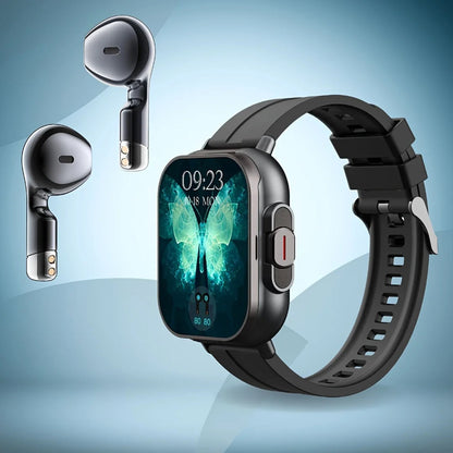 "2-in-1 Smartwatch with Built-in Bluetooth Earbuds, Fitness Tracker, Heart Rate & Call Function"