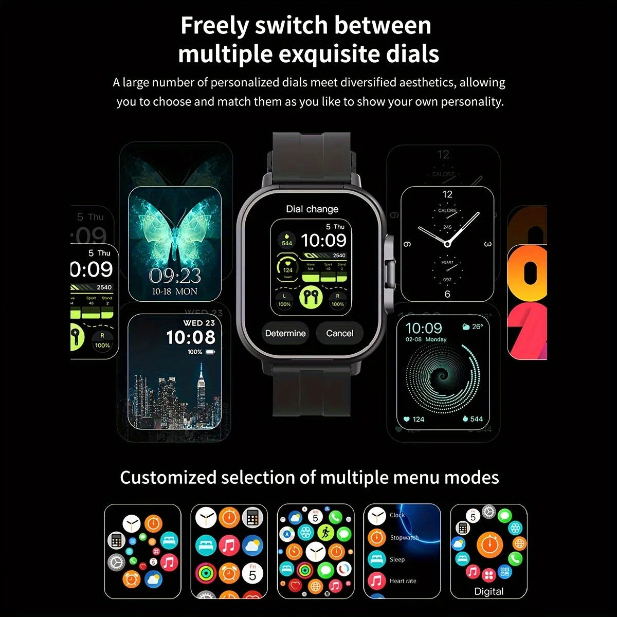 "2-in-1 Smartwatch with Built-in Bluetooth Earbuds, Fitness Tracker, Heart Rate & Call Function"