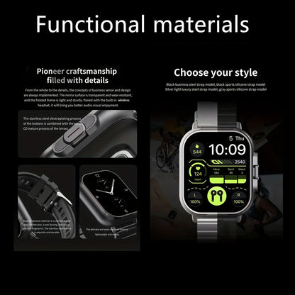 "2-in-1 Smartwatch with Built-in Bluetooth Earbuds, Fitness Tracker, Heart Rate & Call Function"